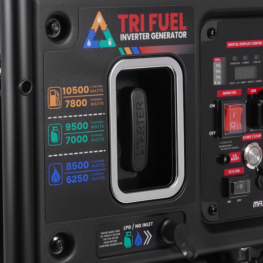 10500W Tri Fuel Inverter Generator Electric Start 120V/240V For Home Backup