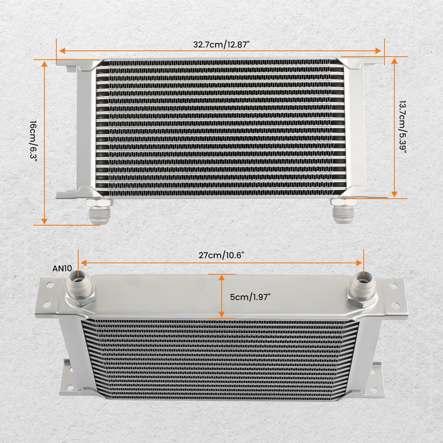 AN10 19 Row AN10 Aluminium Oil Cooler Kit Universal w/ Thermostat Sandwich Plate