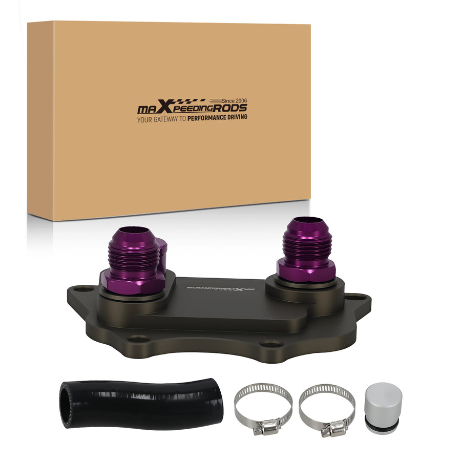 10AN Aluminium Oil Cooler Sandwich Adapter compatible for VW Audi EA888 MK5 MK6 Purple
