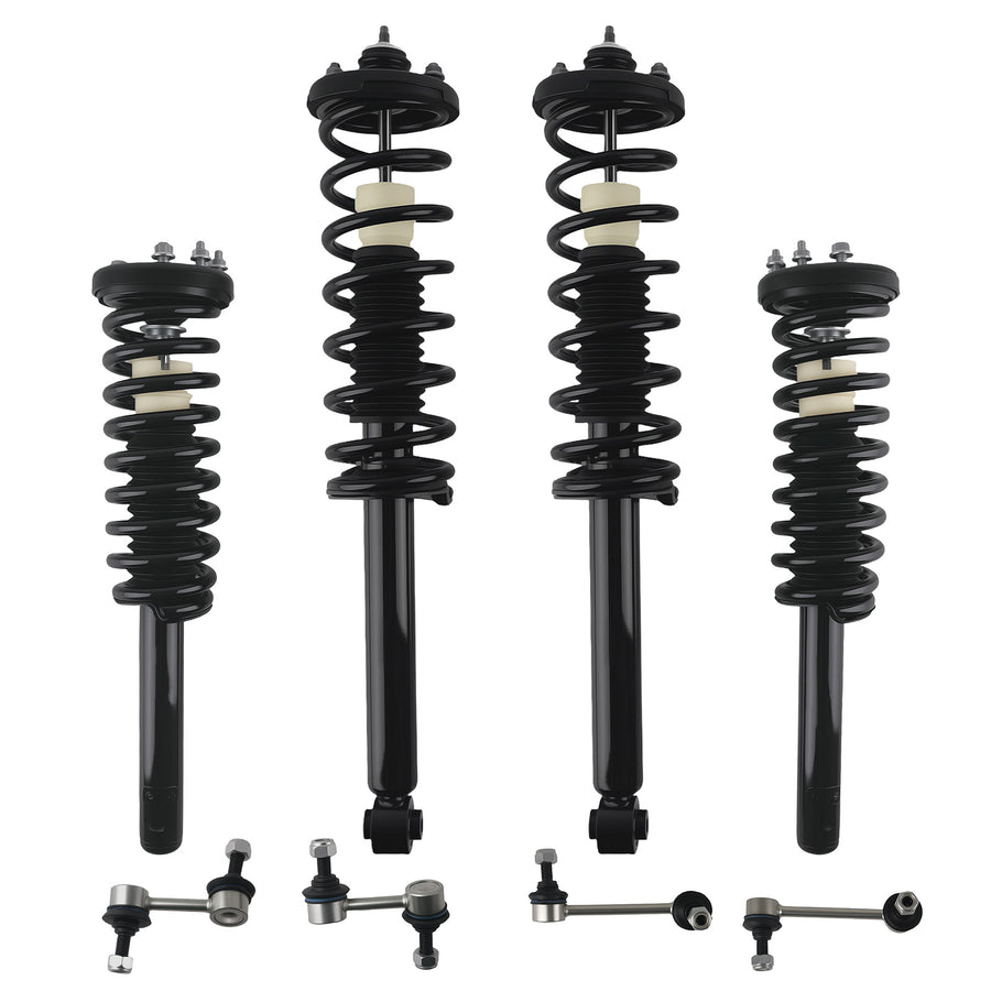 Front Rear Struts w/ Coil Spring Assembly Sway Bars Kit compatible for Honda Accord 2003-07