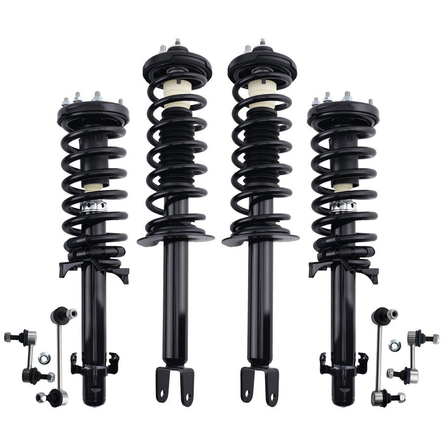 Front Rear Struts w/ Coil Spring Assembly Sway Bars Kit compatible for Honda Accord 2008-12