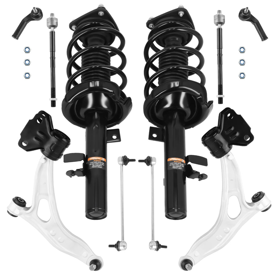 Front Complete Struts Control Arms Sway Bar Kit for 2012 2013 compatible for Ford Focus 2.0L L4