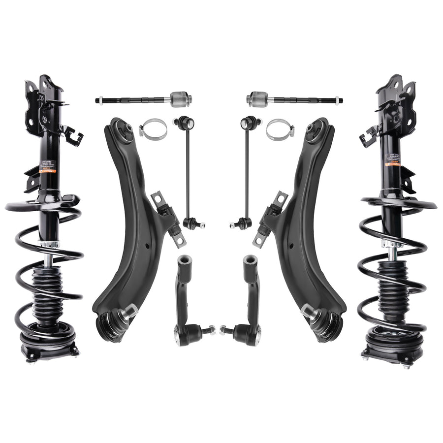 Front Struts w/ Coil Spring + Lower Control Arms compatible for Nissan Rogue 2012-2015 AWD