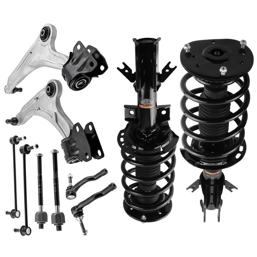 10x Front Struts Control Arms Inner Tie Rods for 2013-2020 compatible for Ford Fusion compatible for FWD
