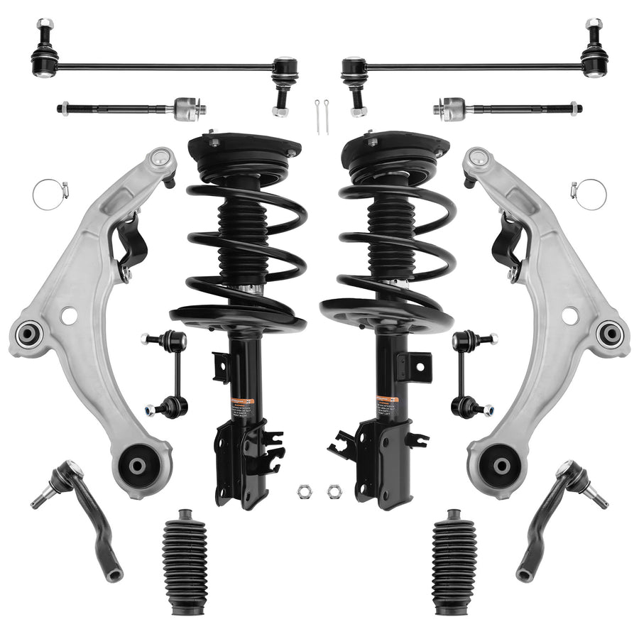 Front Struts + Control Arms Sway Bar Tie Rods compatible for Nissan Maxima 2009 2010-2012