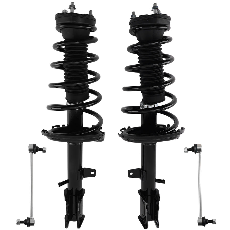 AWD 4pc Rear Struts w/ Coil Spring + Sway Bar Links compatible for Toyota Highlander Venza