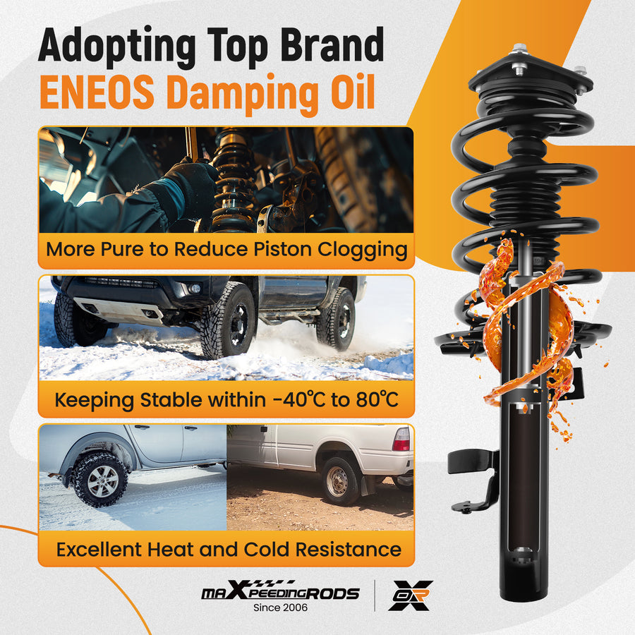 Front Complete Struts w/ Coil Spring Assembly Compatible for Ford Transit Connect 2014-2016