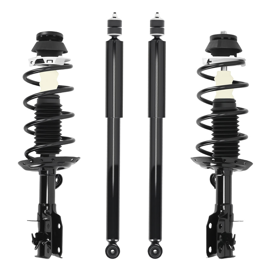 Set 4 Front Complete Strut w/ Coil Spring Rear Shock Kit For 2009-2013 compatible for Honda Fit
