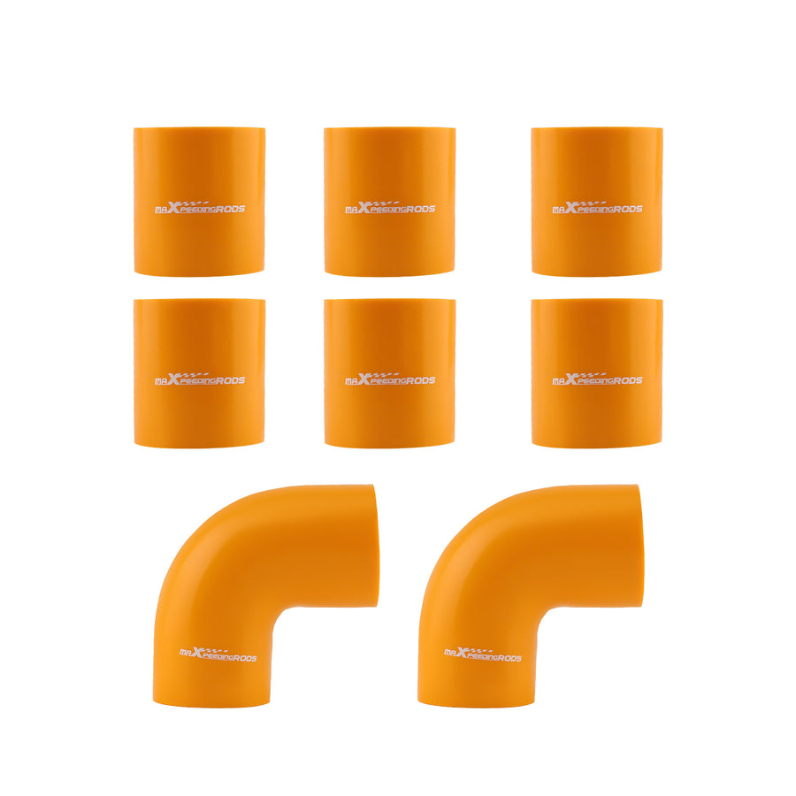 2.5 Inch Universal Aluminium Intercooler Pipe Tube Kit + Silicone HoseClamps