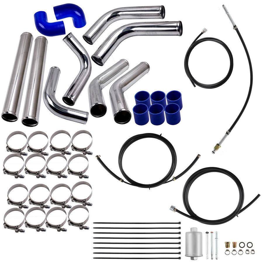 Universal 2.5 63mm Aluminium Intercooler Pipe Nylon Fuel Line compatible for Chevrolet 1500