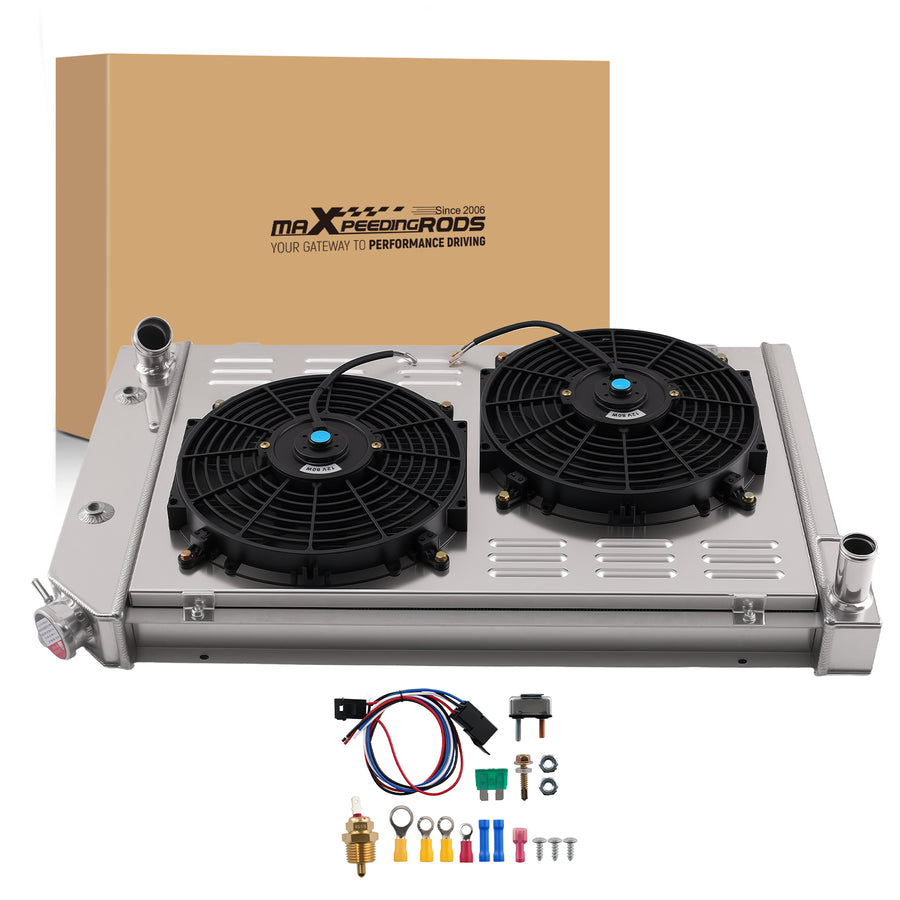 3 Row Aluminium Radiator Shroud Fan compatible for Chevrolet Corvette V8 5.0L 5.7L 1977-1982