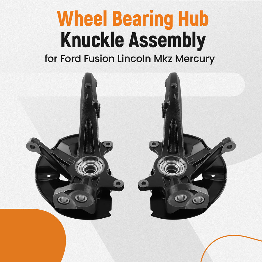 Front Wheel BearingHub Assembly w/Knuckle Black Pair compatible for Ford Mercury Lincoln