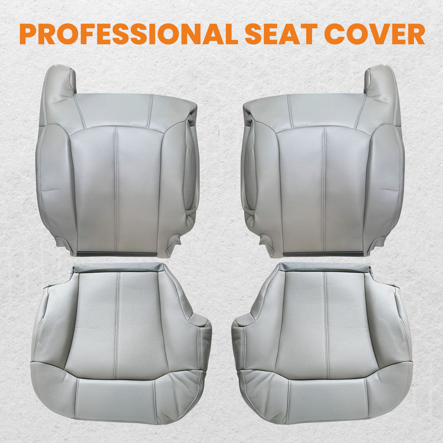 Leather compatible for Seat Cover Grey compatible for Chevy Silverado GMC Sierra 1999-2000-01-2002