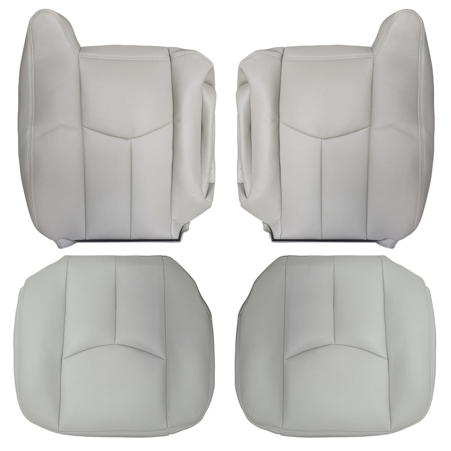 4X Front Leather compatible for Seat Cover Grey compatible for Chevy Silverado GMC Sierra 2003-2006