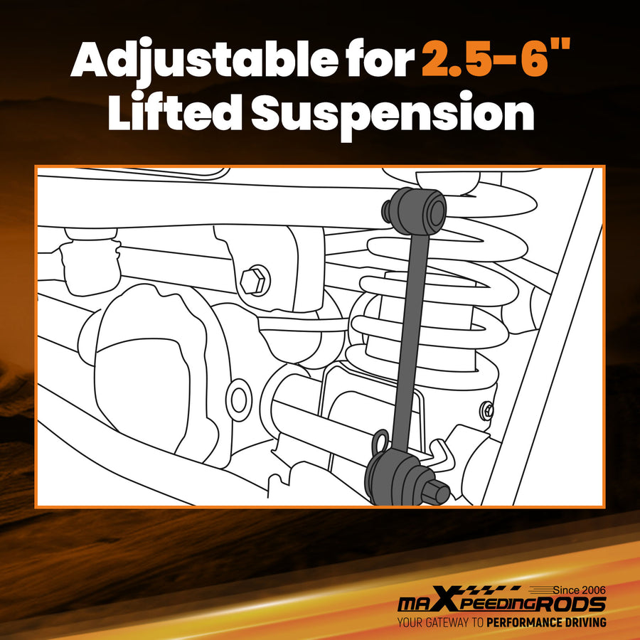 Front Sway Bar Links Disconnects 2.5-6 lift for 2007 2008-2018 compatible for Jeep Wrangler JK