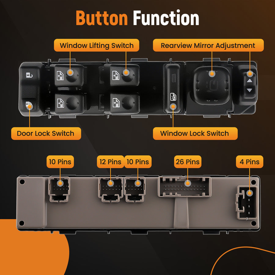 Driver Side Master Power Window Control Switch compatible for Hummer H2 03-07 15883429