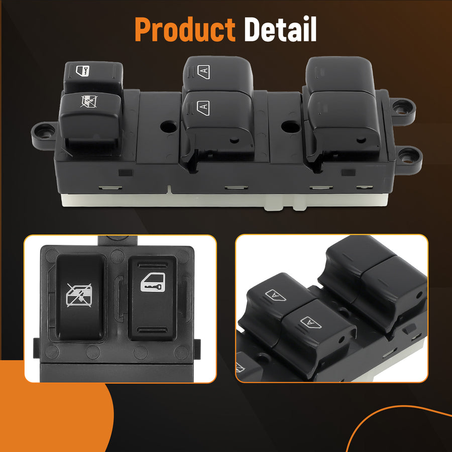 Black Master Power Window Control Switch compatible for Nissan Armada 2004-2014 25401-ZT10A
