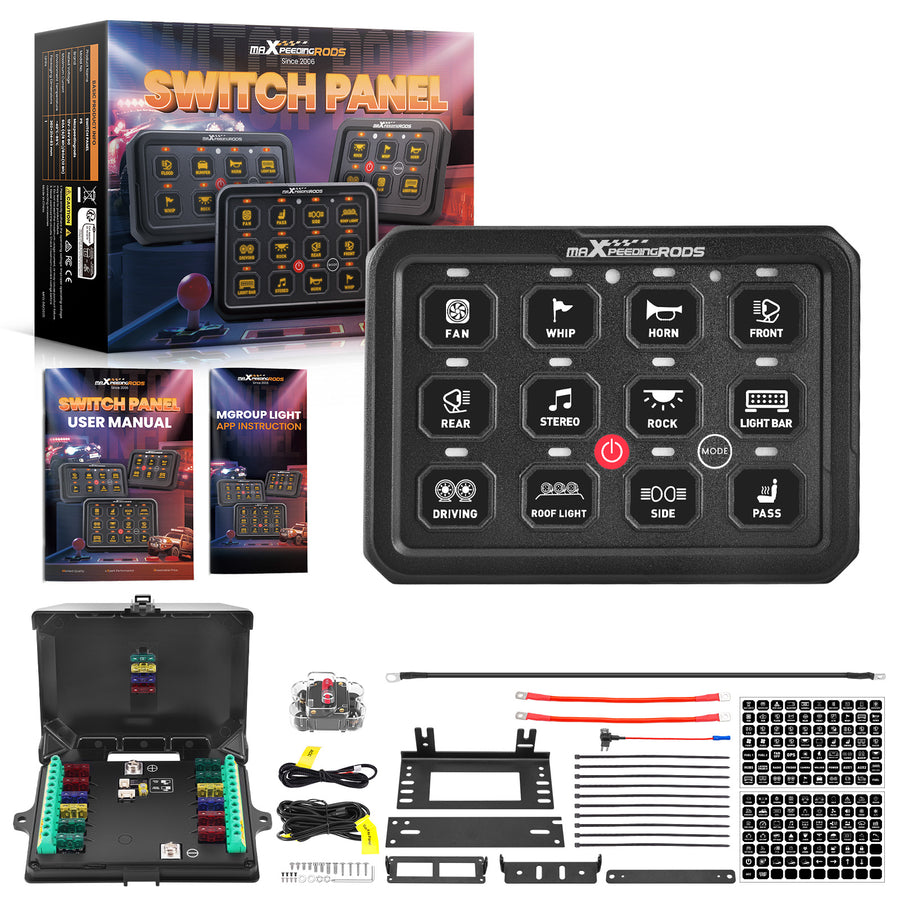 Switch Panel 12 Gang RGB APP Control For Offroad Pickup SUV 960W 12V-24V 1920W