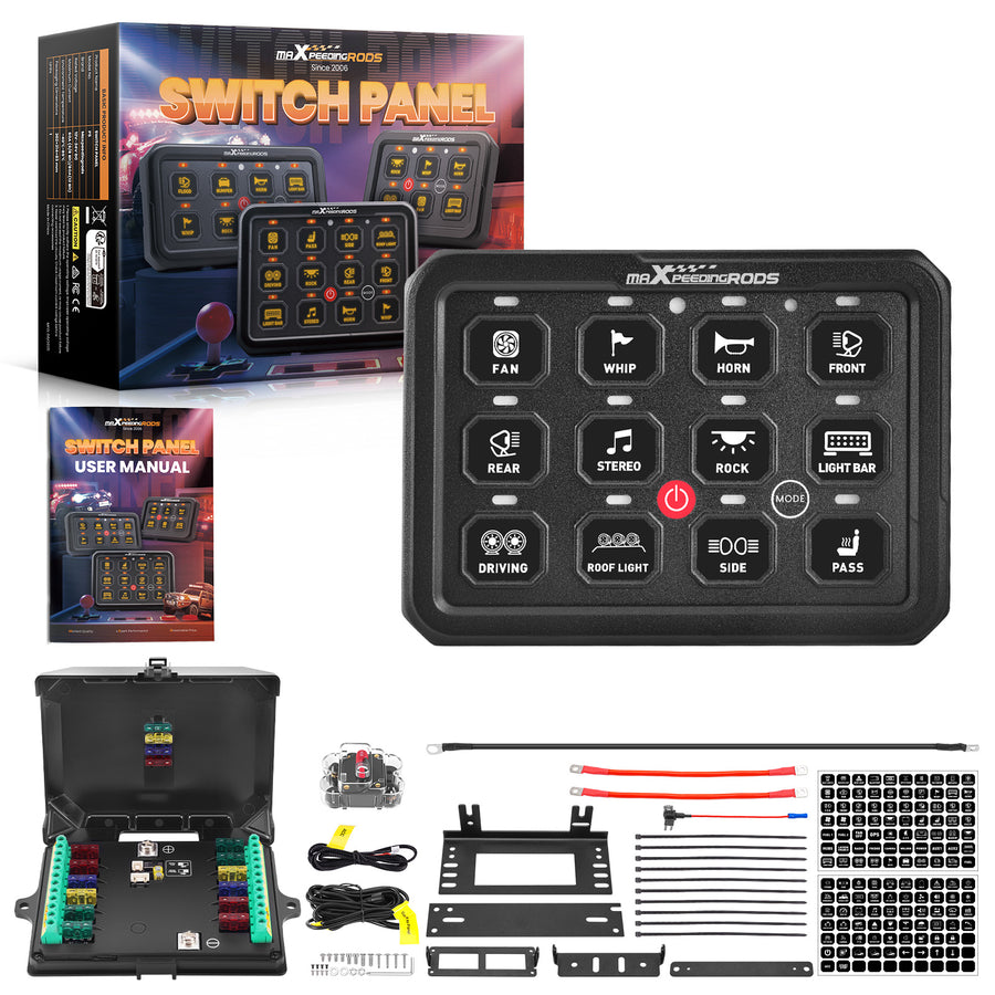Universal RGB Switch Panel For SUV UTV ATV Boat 12 Gang Touch Control 12V-24V