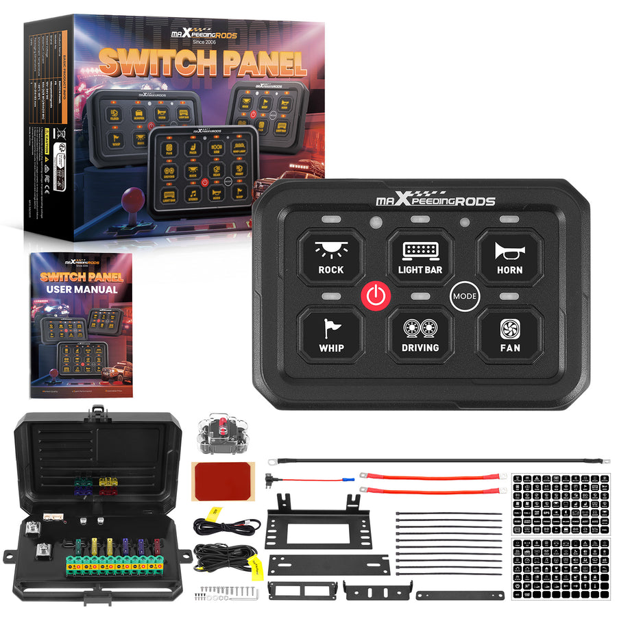 Universal RGB Switch Panel For Pickup Truck ATV RV 6 Gang Touch Control 12-24V