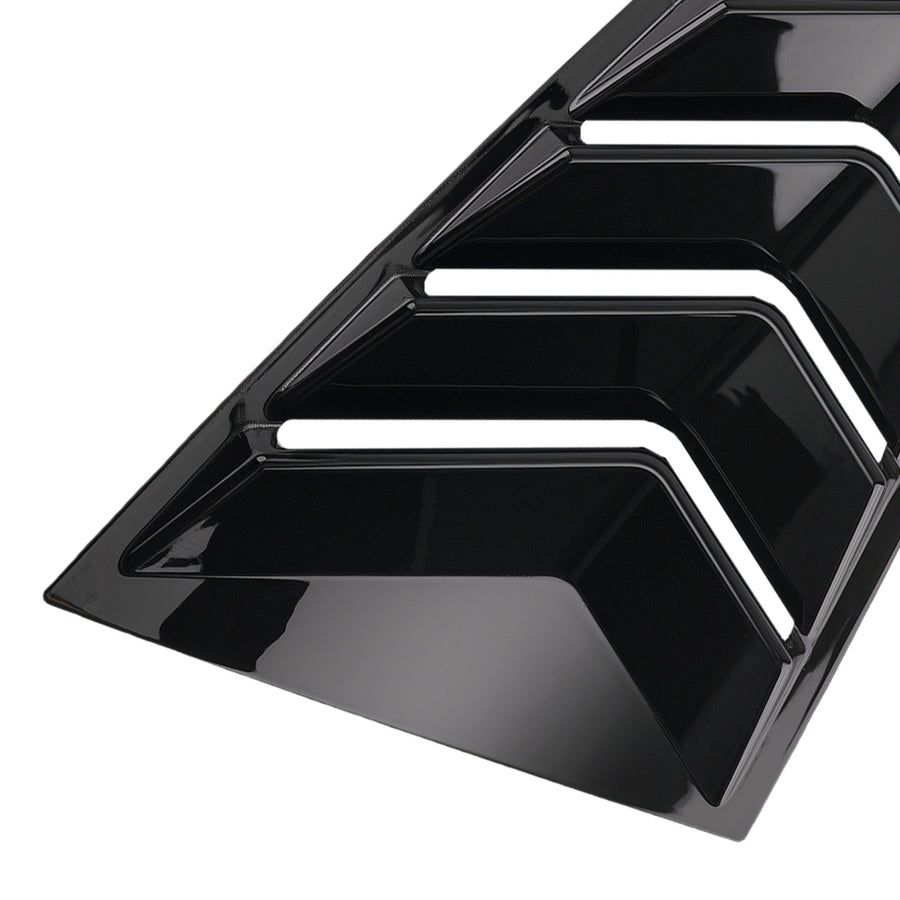 ABS Black Side Window Louvers compatible for Ford Mustang Coupe 2-DR 2015-2022 Gloss