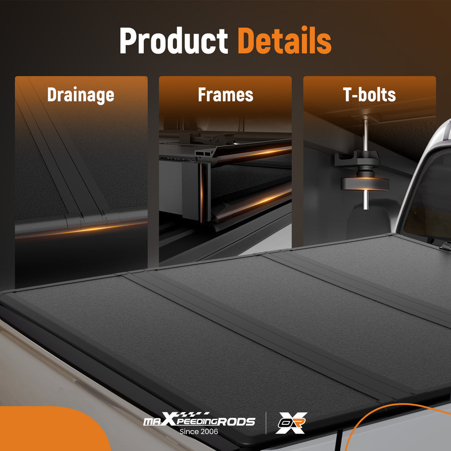 5.7ft Hard Cover Tri-Fold compatible for Dodge Ram 1500 2009-25 Crew Cab Scratch Resistant