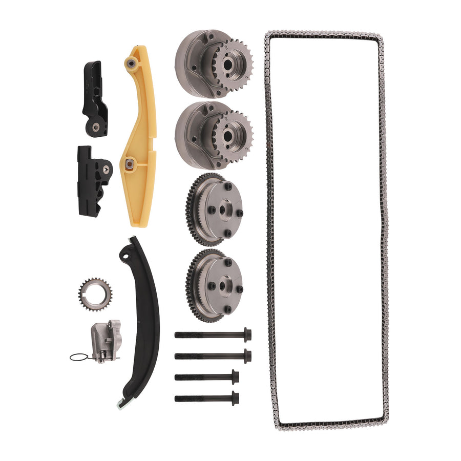 Timing Chain Kit + 4PCS VVT Solenoid compatible for Ford F-150 compatible for Lincoln MKS 3.5L 2011-2017