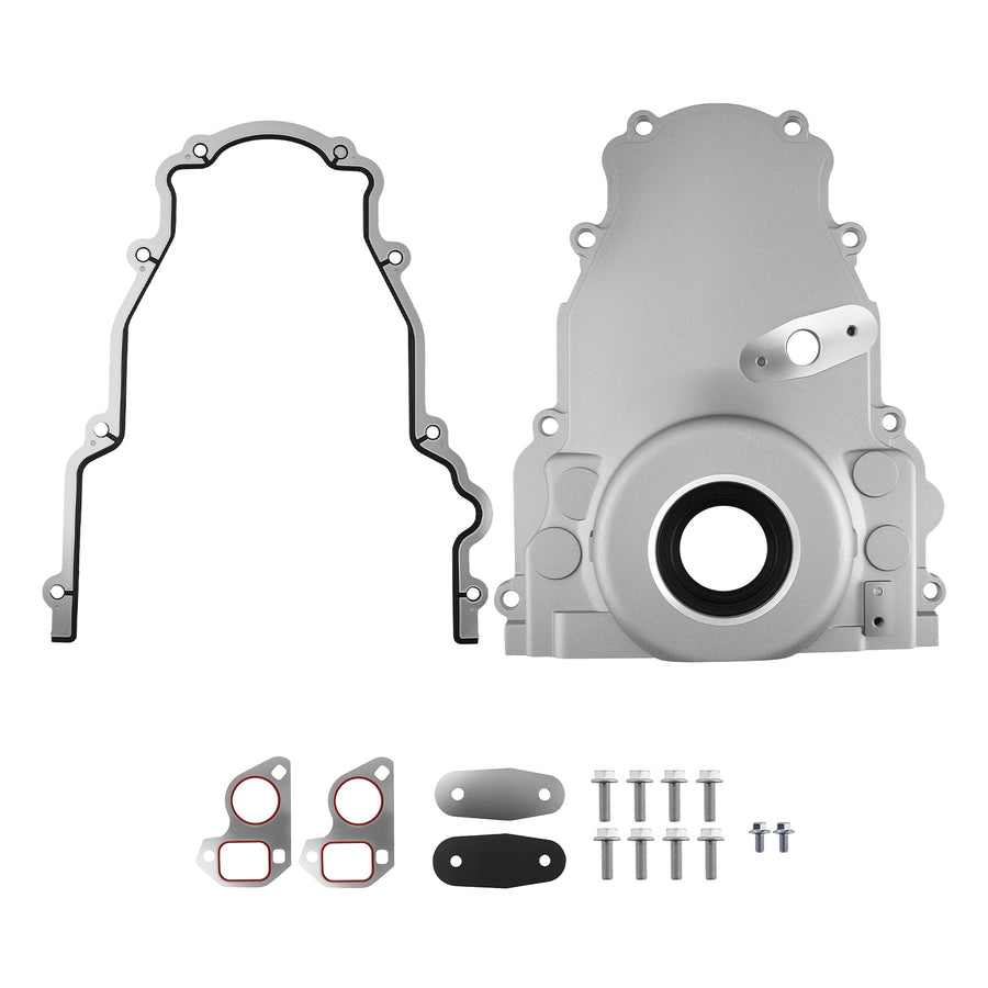 Aluminium Front Timing Cover w/Gaskets compatible for GM Gen III LS1 LS6 4.8L 5.3L 5.7L 6.0L
