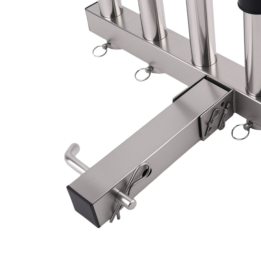 Stainless Steel 6 Rod Fishing Rod Pole Holder For Vehicle With 2 Hitch Mount