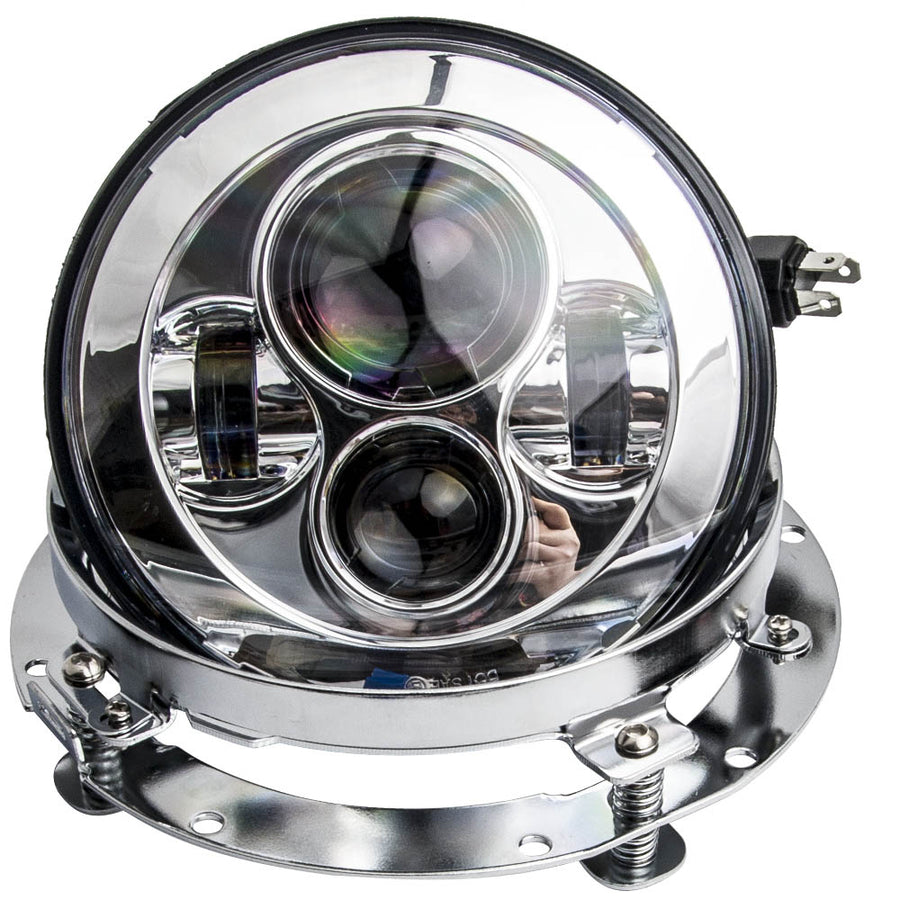 7 Black LED Headlamp Headlight + 4.5inch Passing Lights compatible for Harley