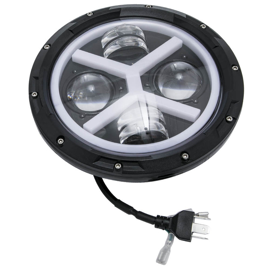 Clear LED Headlight Pair compatible for Jeep Wrangler TJ LJ JK CJ7 7inch Round 1976-2015