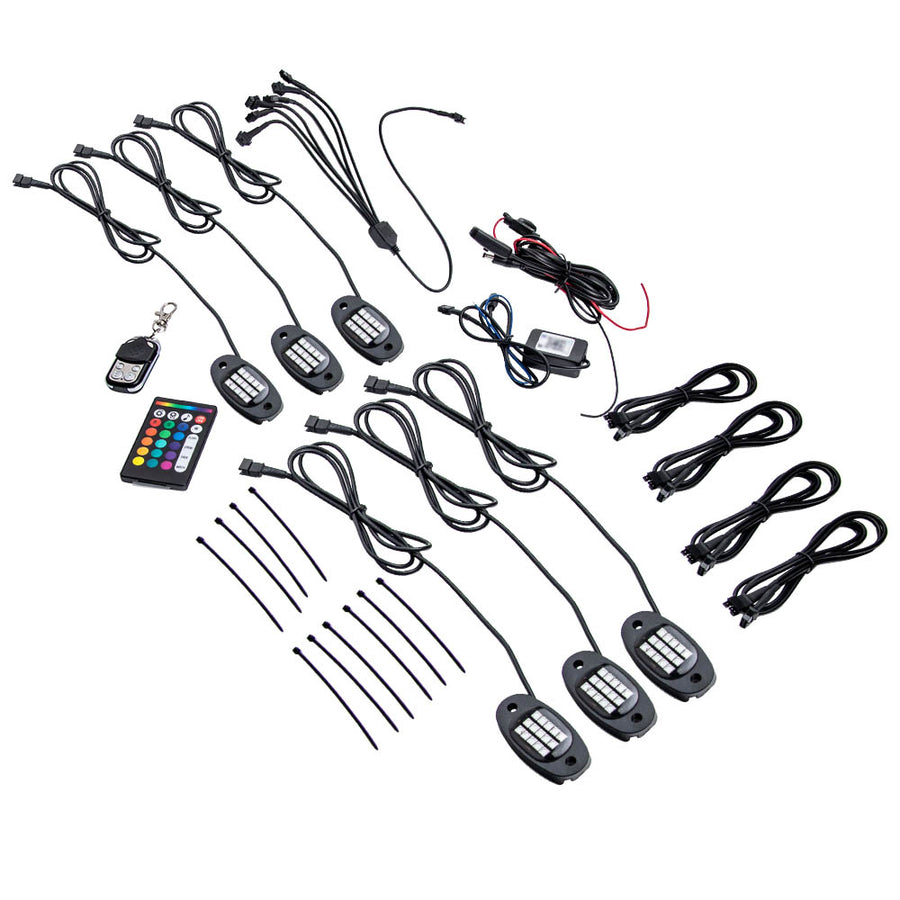 6 Pod LED Rock Lights Kit for Truck SUV ATV Pickup Wagon Front Rear Fender Under