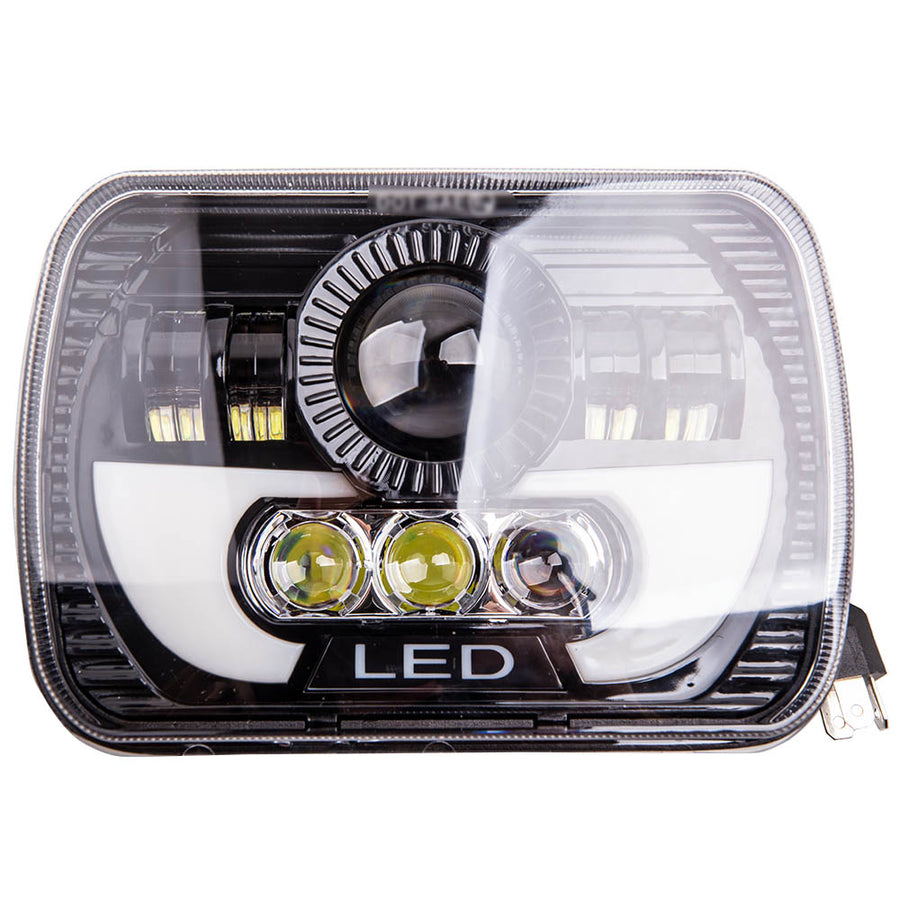 LED Rectangle Headlight 5x7 H6054 compatible for Chevy S10 82-94 High Low Beam 6000K compatible for White