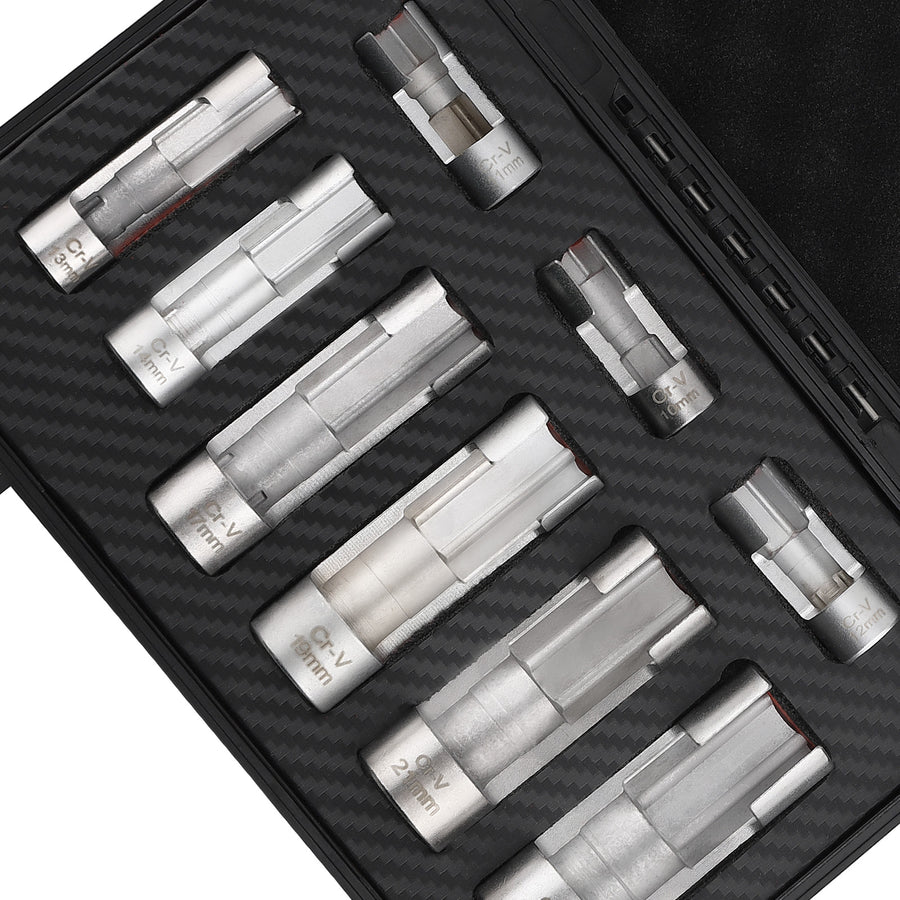 9PCS Strut Nut Socket Diesel Injector Fuel Line Socket Wrench Set 10-22mm