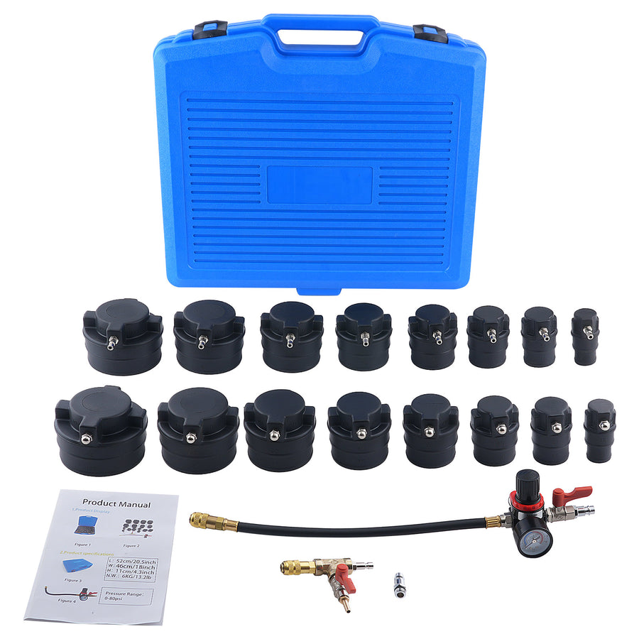 19 Pcs Turbo System Leakage Tester Tool Set Turbocharger Turbo Boost Leak Tester