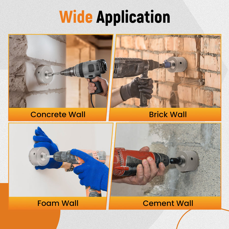 6x Concrete Hole Saw Kit 5 Inch SDS Plus Drill Bits Shank Hammer Drills