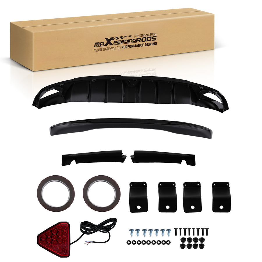 Trunk Spoiler Wing + Rear Diffuser W/ LED Light compatible for Honda Civic 4-Dr Sedan 22-25