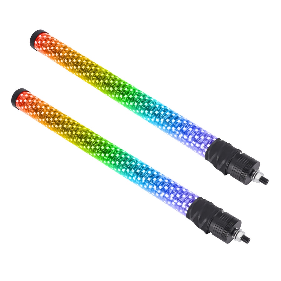 2PCS 2FT Fatty LED Whip Lights with AppRemote Control, 1.9 Fat RGB Spiral Lighted Whip with Music Mode Flags DIY Driving Alignment, Accessories for UTV ATV Truck Motorcycle