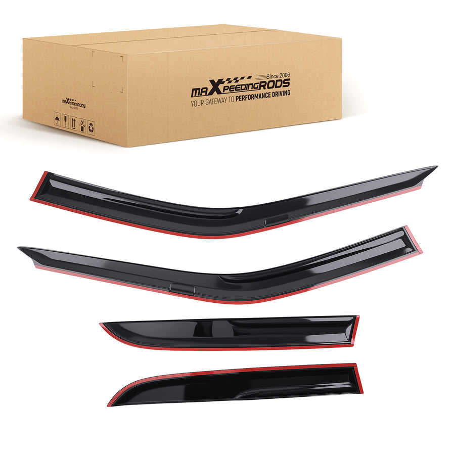 4pc Rain Guards Wind Deflectors compatible for Honda Accord 90-93 Outside Mount Black Set