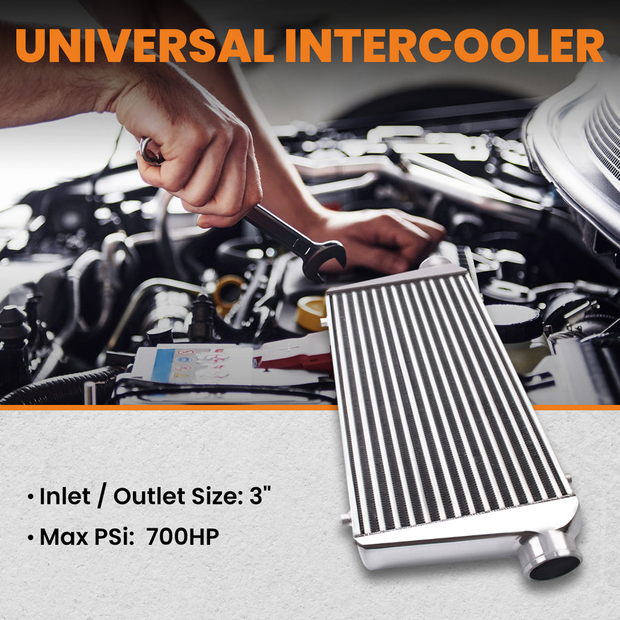 Universal Intercooler 31 x 13 x 3 3 Inlet / Outlet2.5 Aluminium Pipe Kit