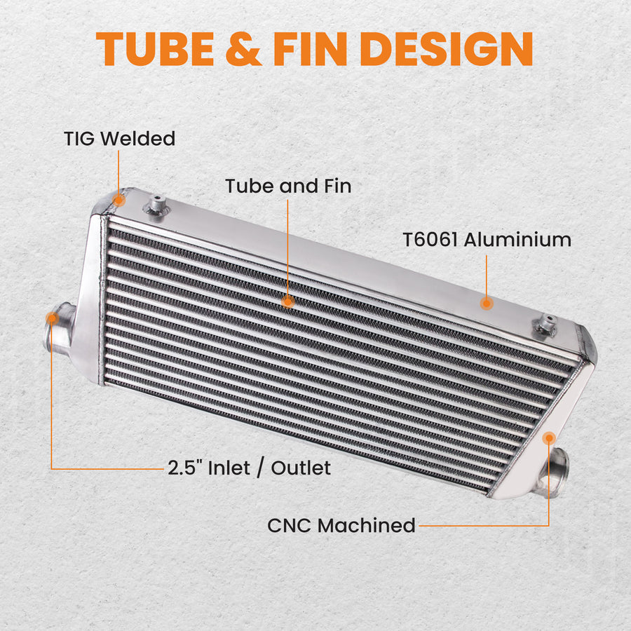 Universal Intercooler 31 x 13 x 3 3 Inlet / Outlet2.5 Aluminium Pipe Kit